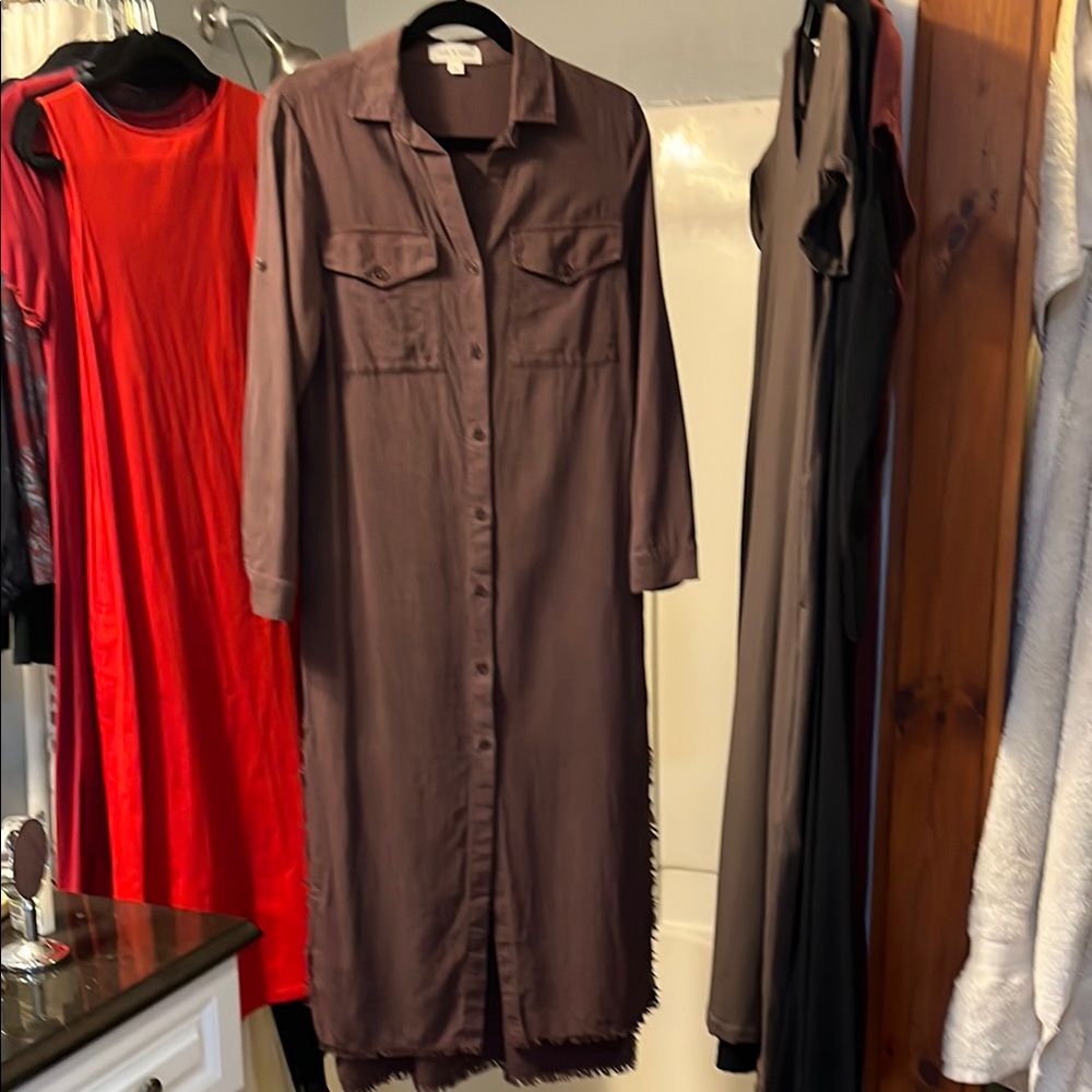 Women's Brown Cloth & Stone Button Down Shirt Dress